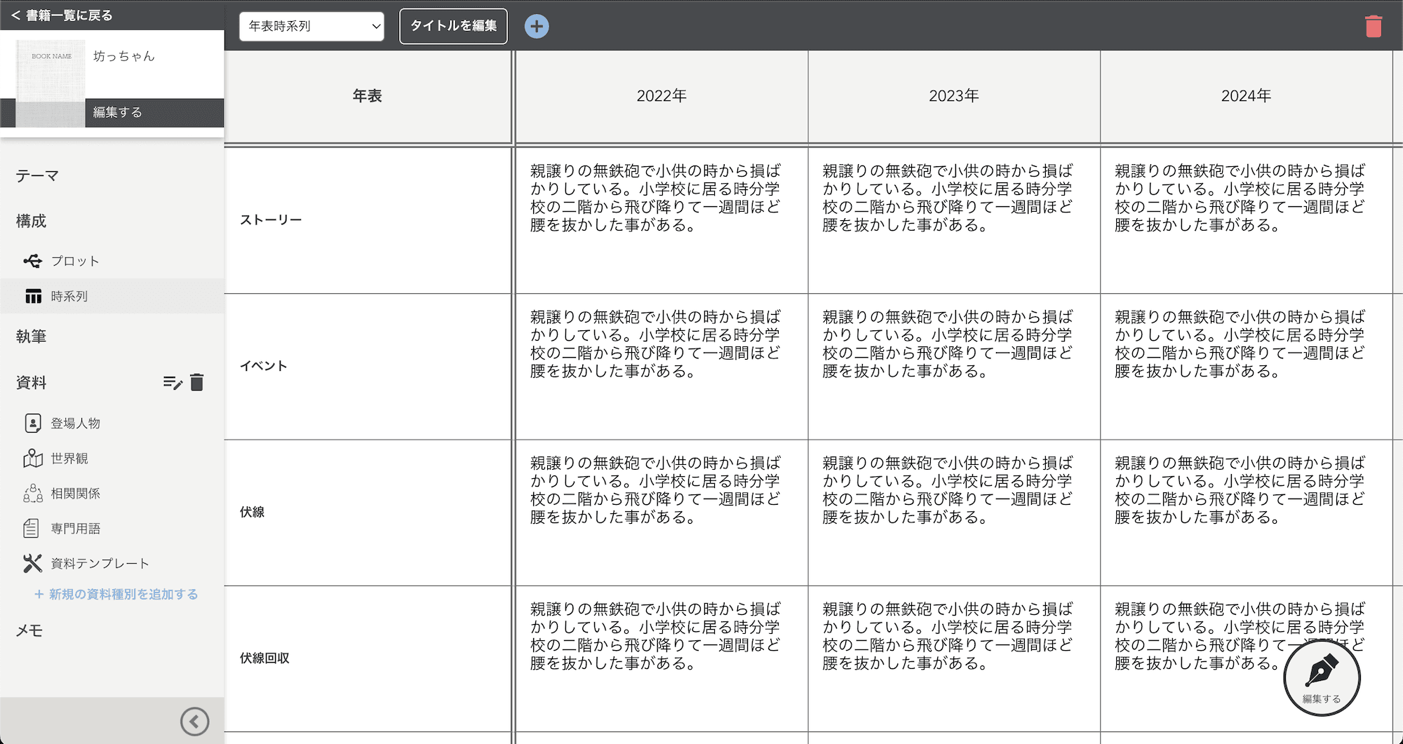 年表形式